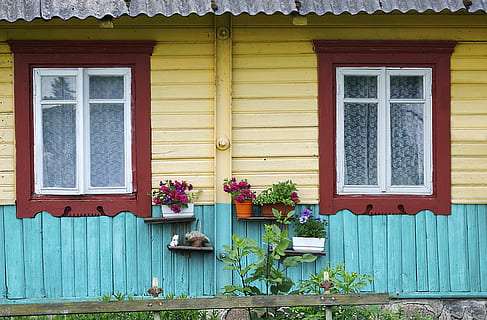 home decor, window, curtain, shutter, window shade, wall, brick HD wallpaper