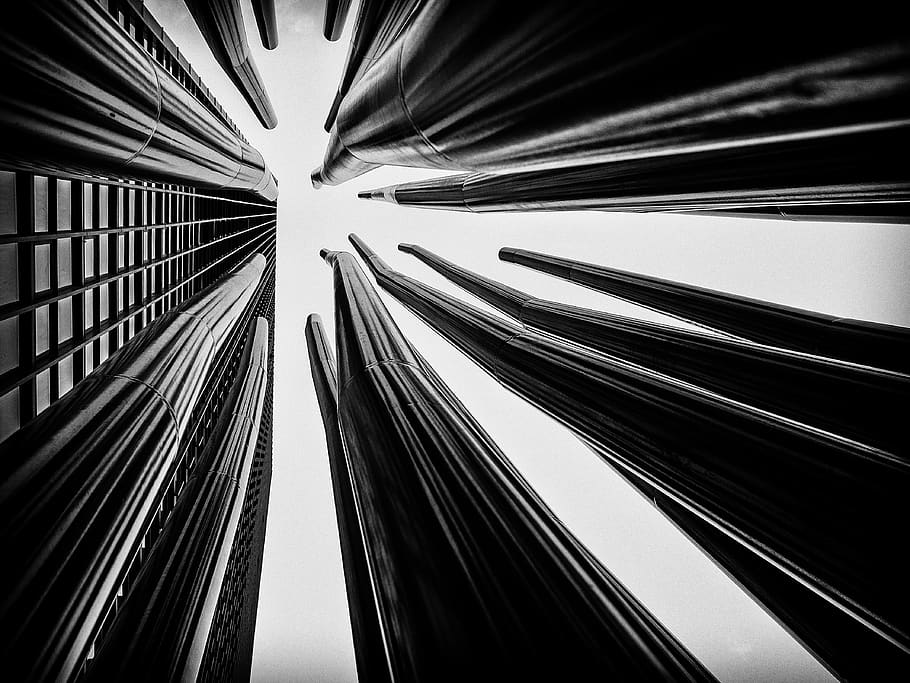 architecture, building, infrastructure, skyscraper, tower, black and white HD wallpaper