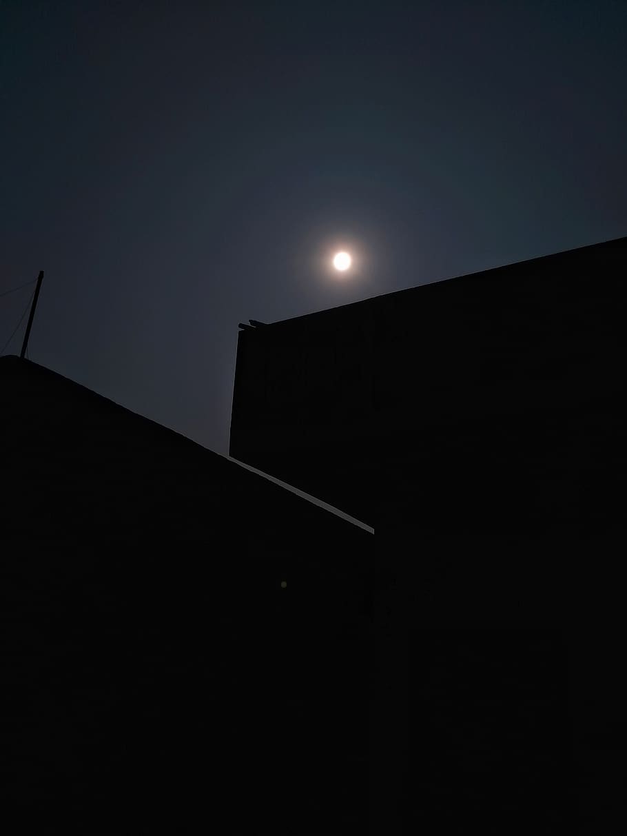 sky, low angle view, night, moon, no people, architecture, built structure HD wallpaper