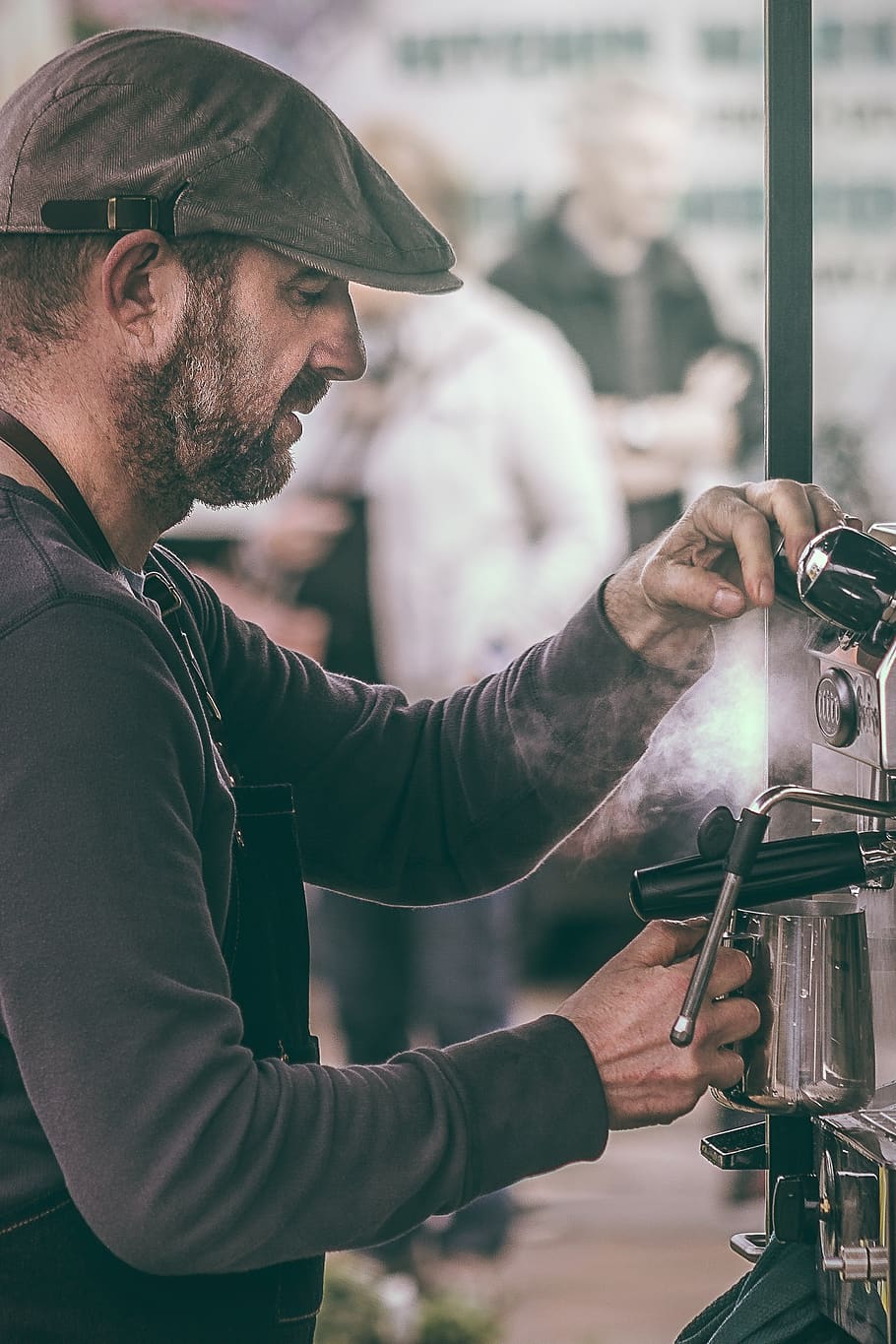 man operating espresso machine, real people, one person, occupation HD wallpaper