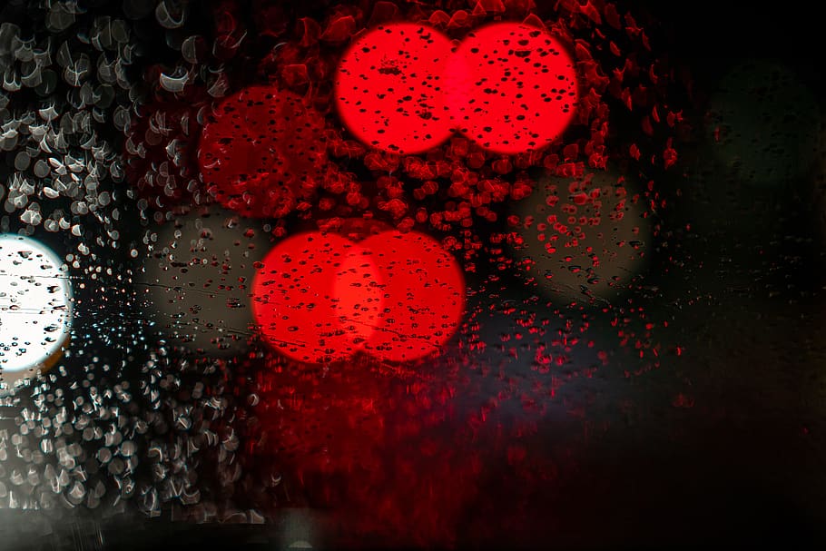 red light seen through glass panel, close-up, no people, wet HD wallpaper