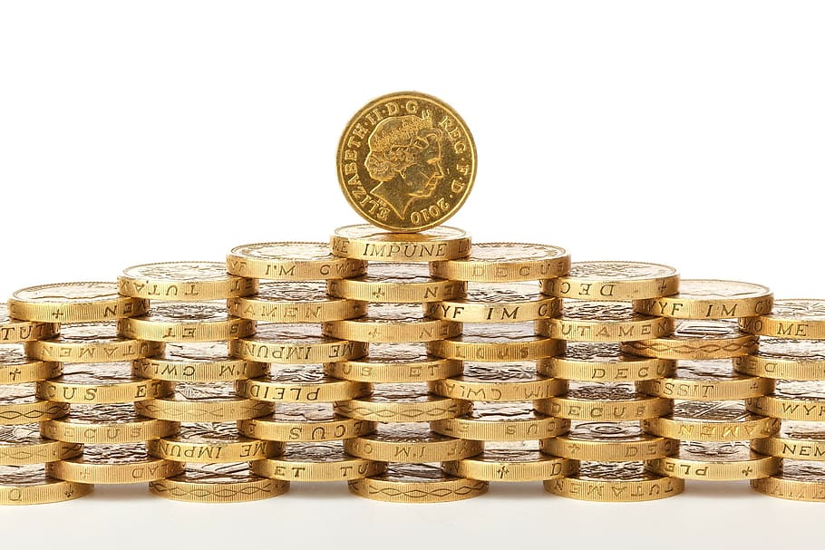 coin, england, currency, object, penny, metal, bank, business HD wallpaper