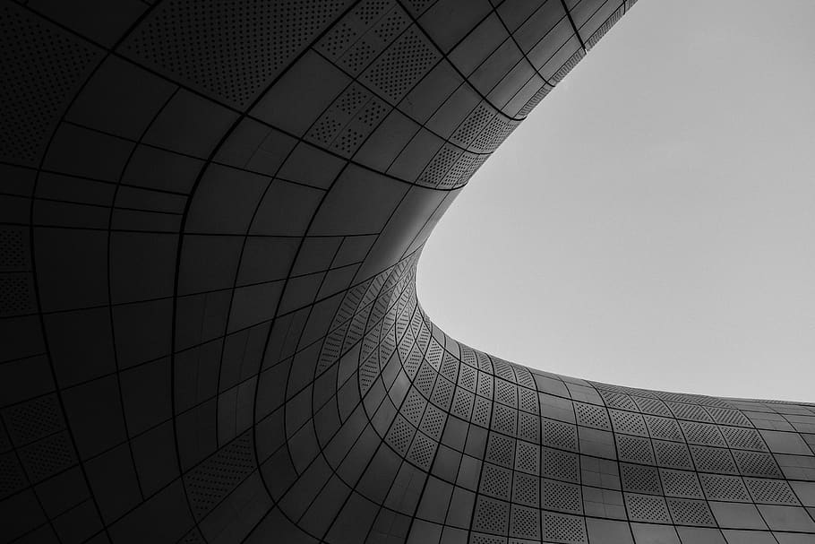 black, curves, lines, dark, architecture, design, art, built structure HD wallpaper