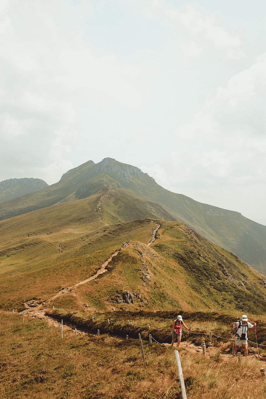 two men walking on mountain peak, nature, outdoors, countryside HD wallpaper