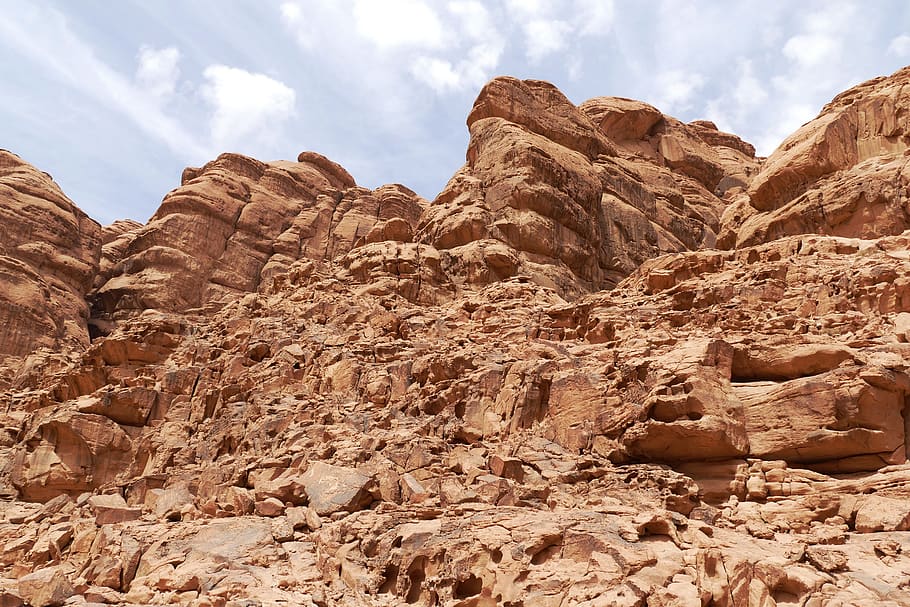 jordan, desert, sand stone, landscape, wadi, wadi rum, mountain, HD wallpaper