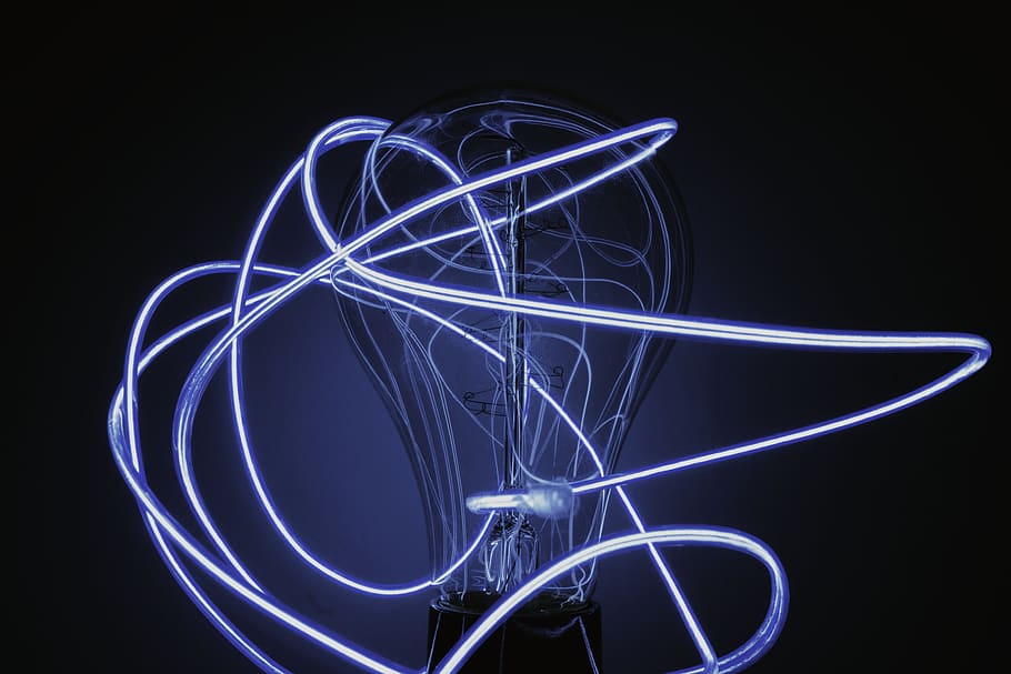 corded bulb, illuminated, motion, night, long exposure, creativity HD wallpaper