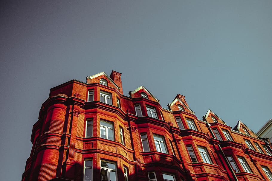 red concrete building, sky, architecture, traditional design HD wallpaper