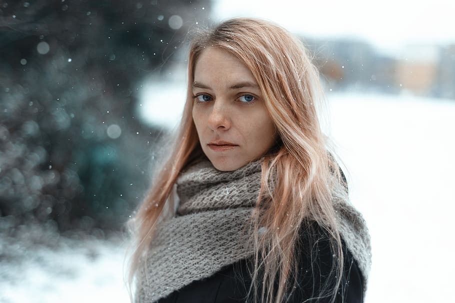 people, nature, winter, cold, beautiful, outdoors, woman, snow HD wallpaper