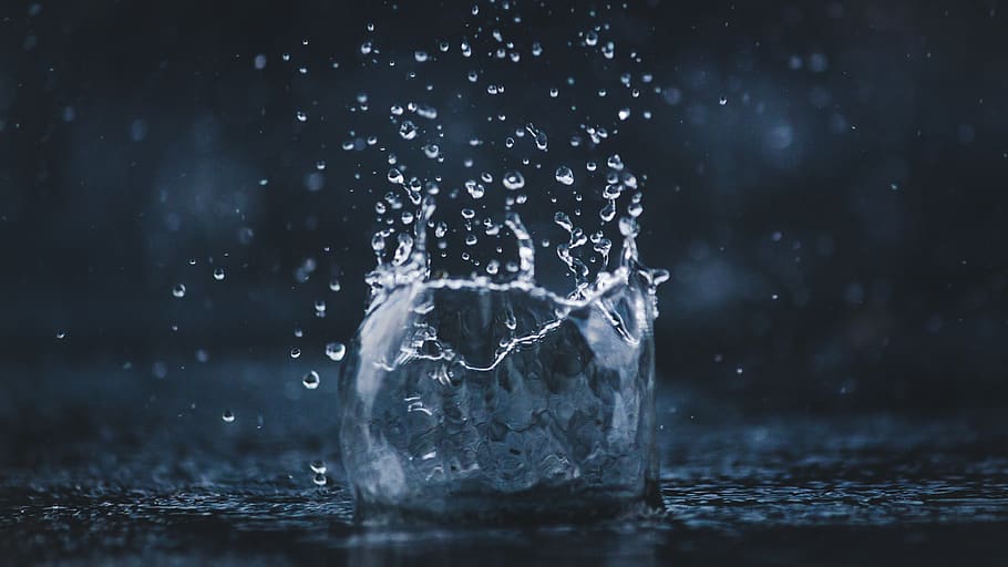 water drops on water base, slovenia, splash, rain, fountain, droplet, HD wallpaper