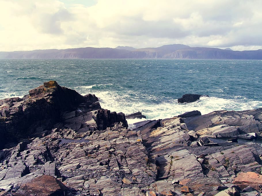 sea, water, rock, sky, scenics - nature, beauty in nature, rock - object HD wallpaper