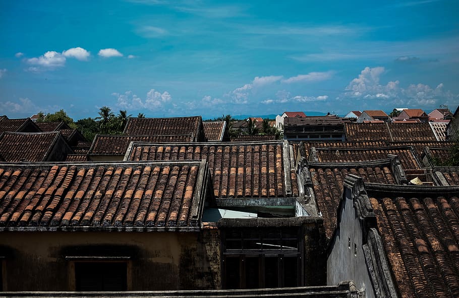 vietnam, hội an, top of hoi an, noon, cloud, rooftop, sunshine, HD wallpaper