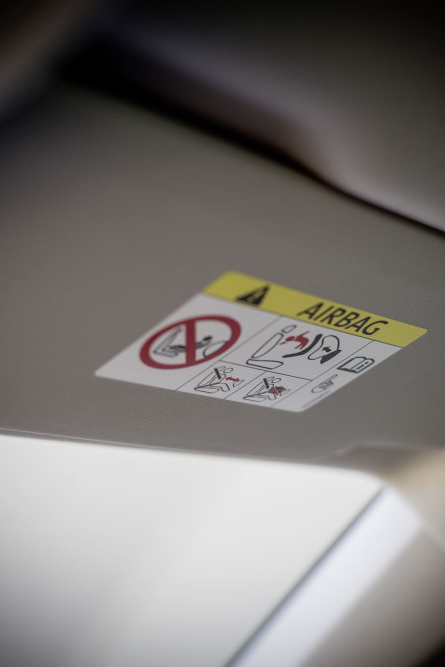 White Airbag Instruction Label, automobile, automotive, car, design