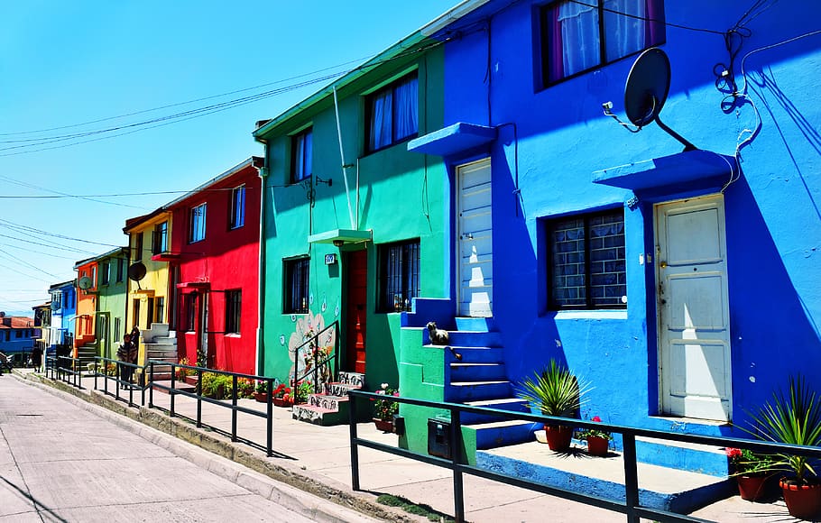 chile, valparaíso, architecture, blue, building exterior, built structure HD wallpaper