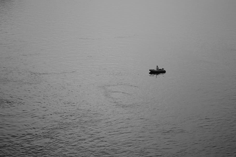 man, alone, water, river, boat, fishing, catching, dnipro, kyiv HD wallpaper