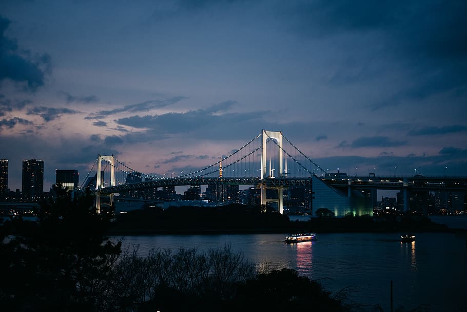 japan, odaiba, tokio, bridge, tokyo, water, sea, ocean, island