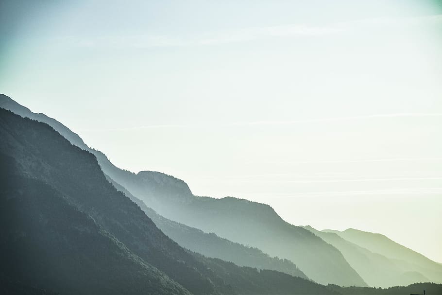 Fogs on Green Mountain, background, background image, clear sky, HD wallpaper