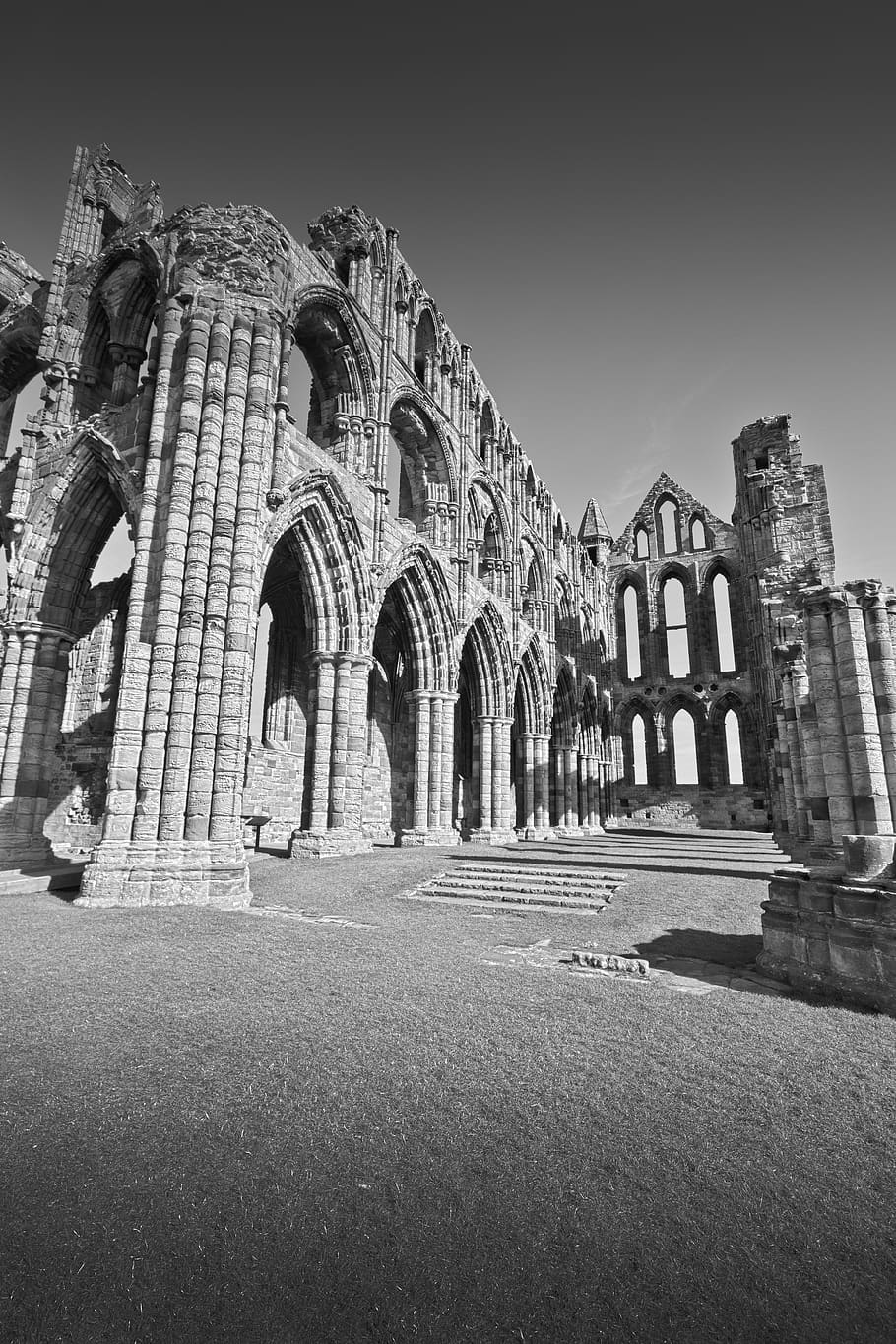 architecture, building, ruins, whitby abbey, england, church, HD wallpaper