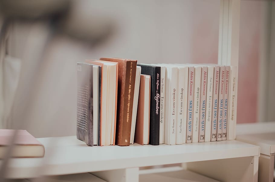 assorted-title book lot, indoors, publication, education, selective focus HD wallpaper