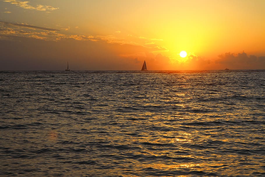 sunset, sky, hawaii, water, sea, beauty in nature, scenics - nature HD wallpaper