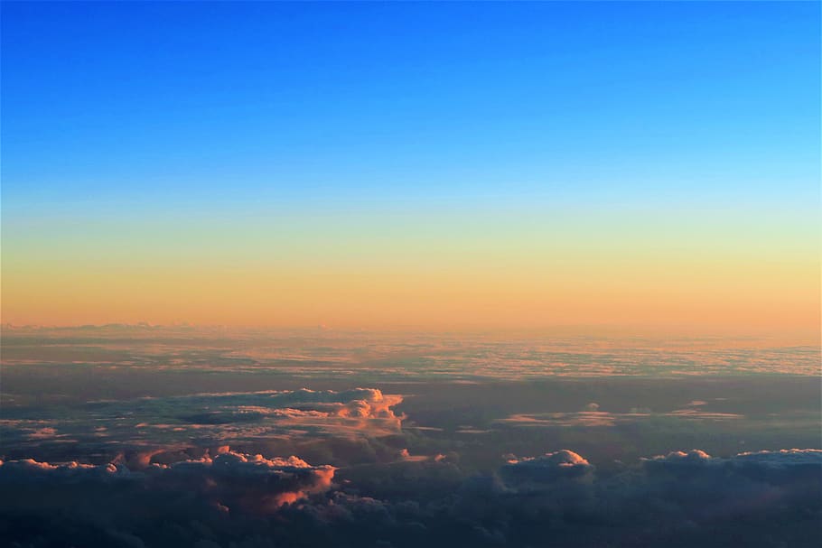 clouds, horizon, sunset, it's in the air, sky, nature, beautiful HD wallpaper