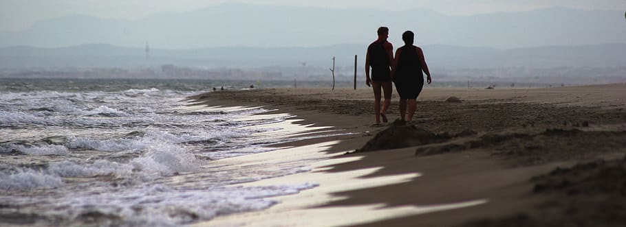 beach, evening, summer, august, gard, sand, sea, waves, twilight HD wallpaper