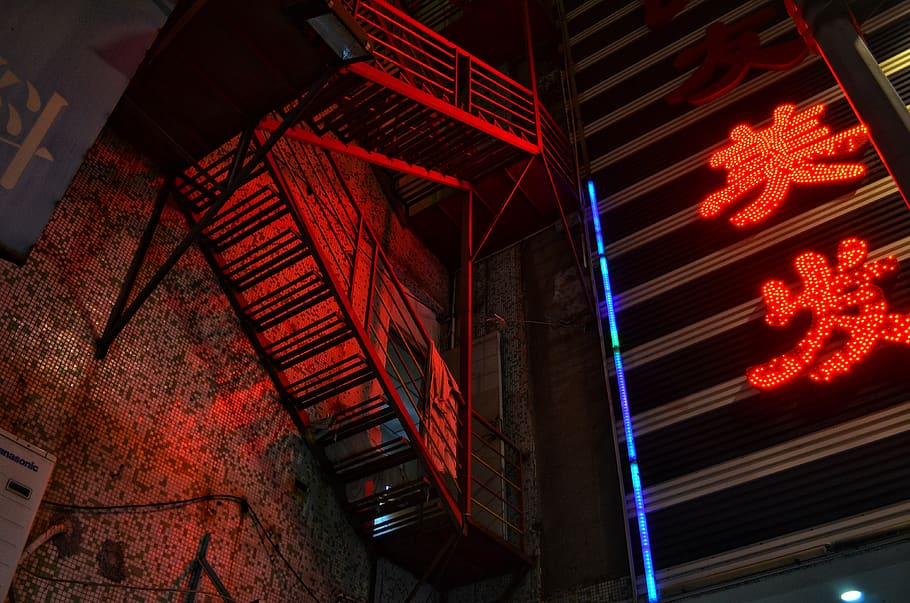 empty stair case, low angle view, architecture, illuminated, built structure HD wallpaper
