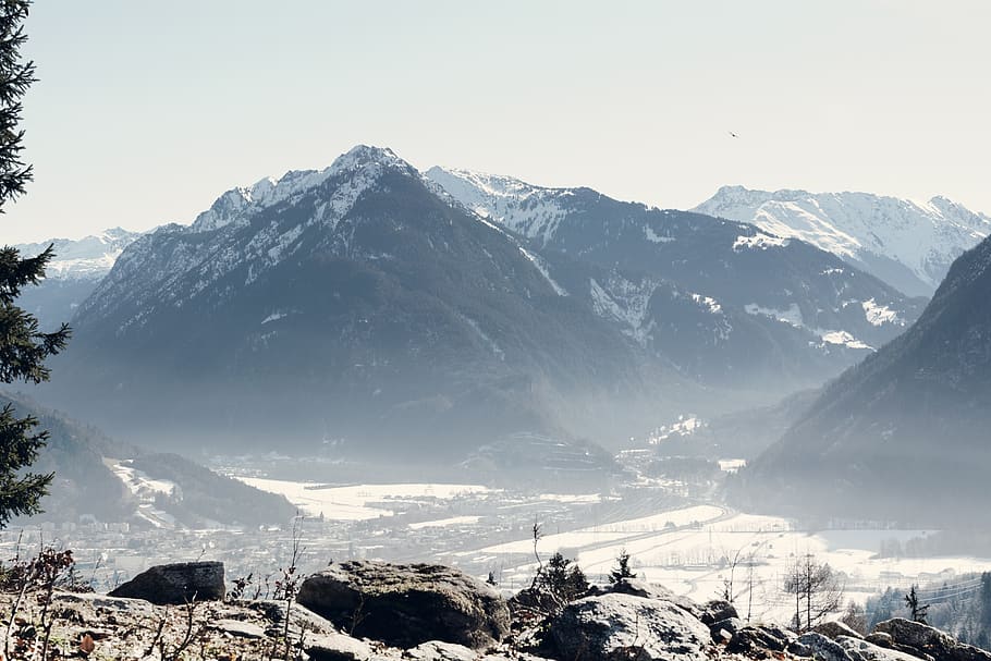 landscape, winter, cold, snow, mountains, mountain peaks, outlook HD wallpaper