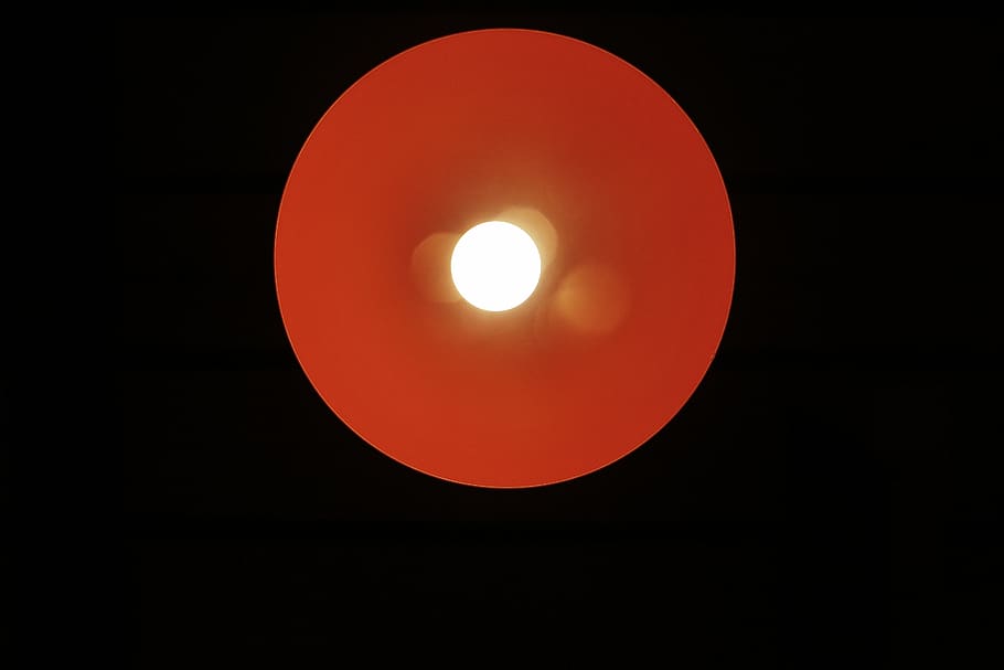 red, lamp, light, bulb, circle, geometric shape, space, beauty in nature HD wallpaper