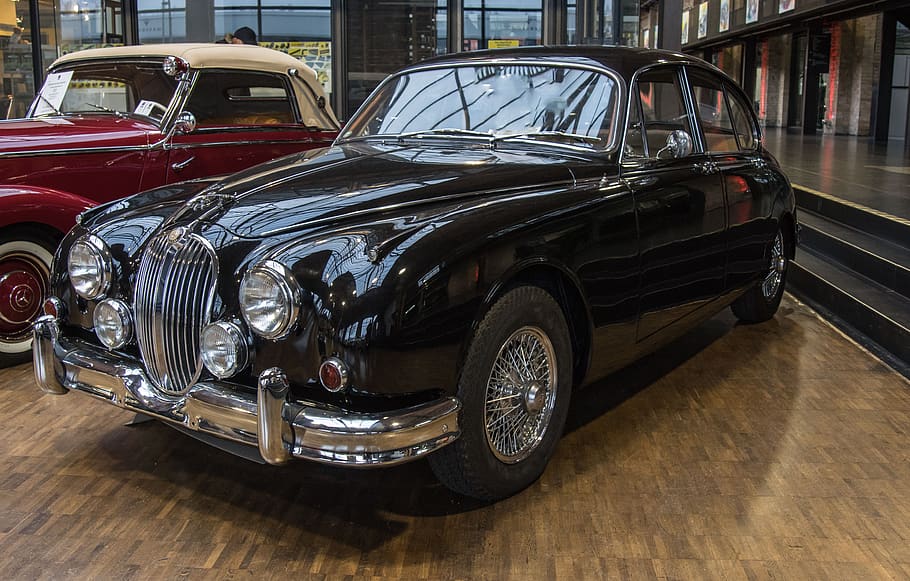 auto, jaguar, oldtimer, vehicle, transport system, show, spotlight HD wallpaper
