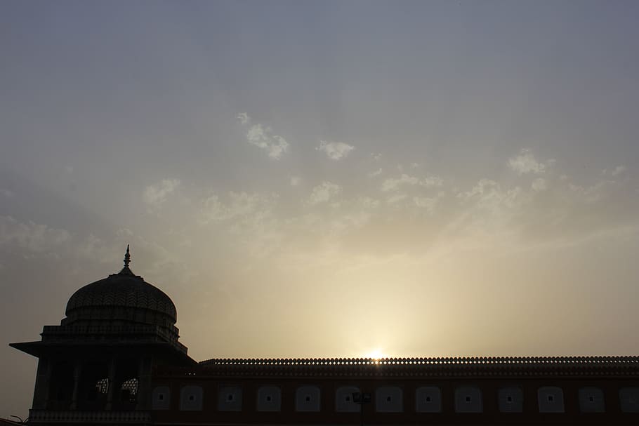 india, jaipur, hawa mahal, building, sunset, architecture, built structure, HD wallpaper