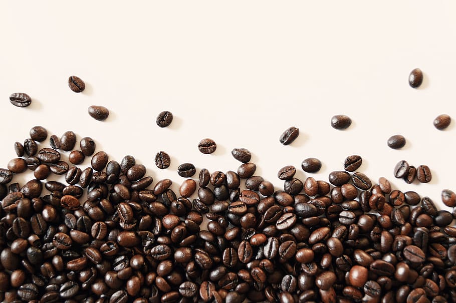 coffee beans, distributed, scattered, brown, background fragrance HD wallpaper