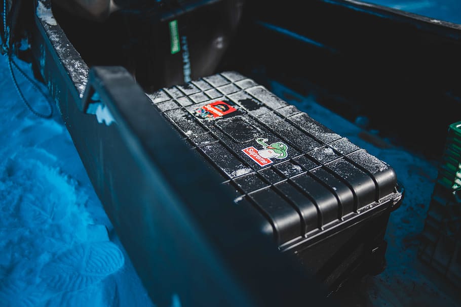 black plastic tool box, machine, word, electronics, motor, engine HD wallpaper