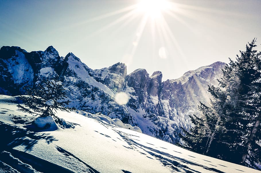 italy, civetta, shadow, winter, mountains, view, europe, romantic HD wallpaper