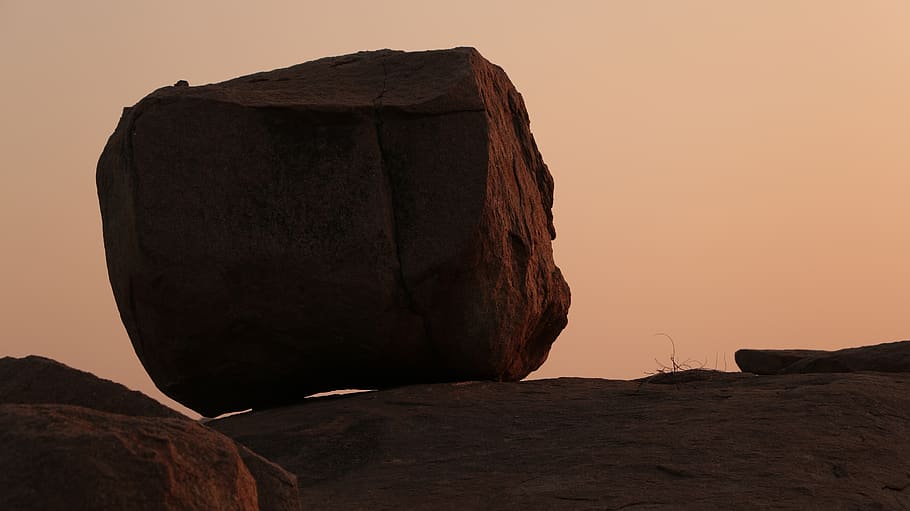 sunset, hampi, karnataka, india, grass, golden hour, camera HD wallpaper