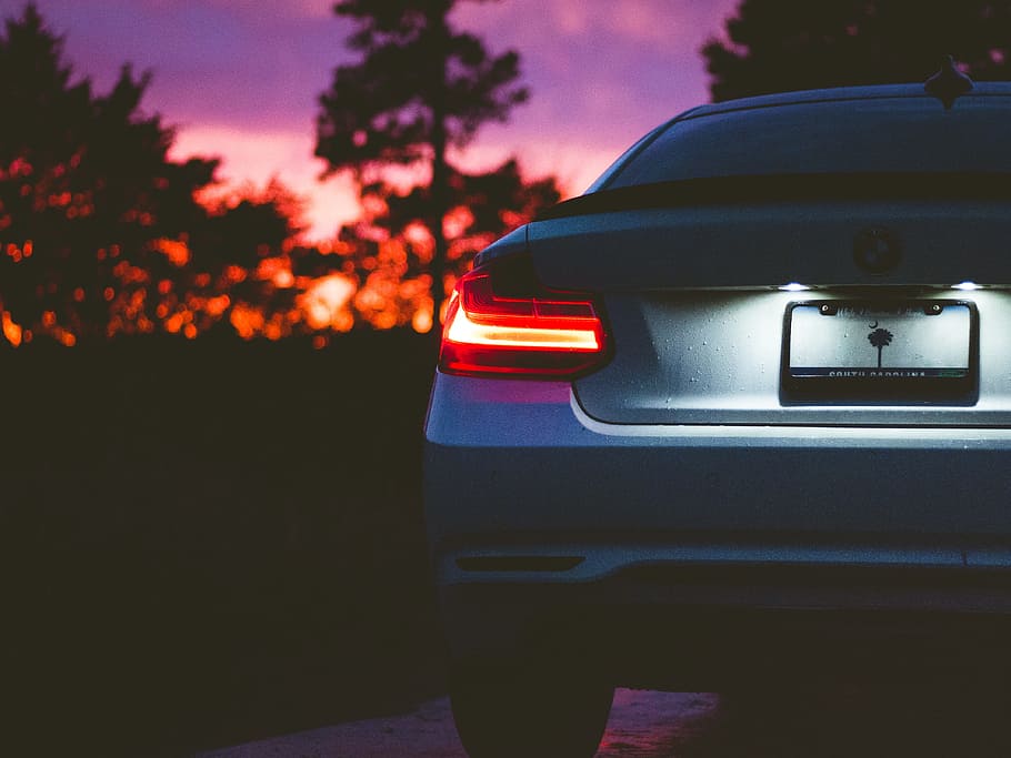 gray BMW vehicle on road at golden hour, car, light, sunset, carbon fiber HD wallpaper