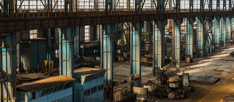 teal industrial machine, architecture, built structure, building exterior HD wallpaper
