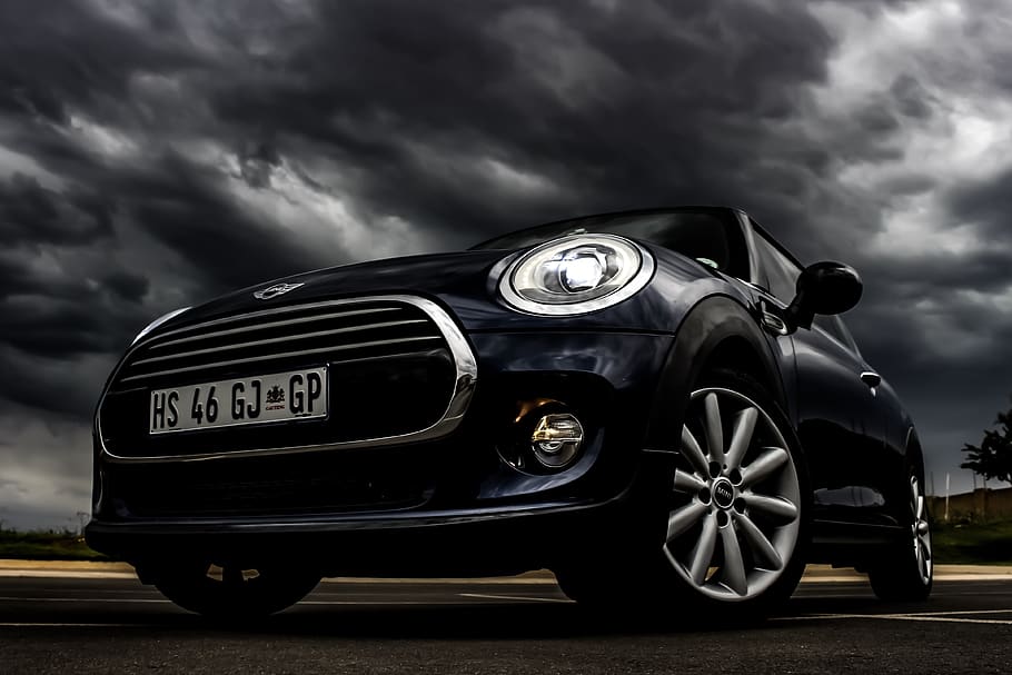 black car, mode of transportation, cloud - sky, land vehicle HD wallpaper
