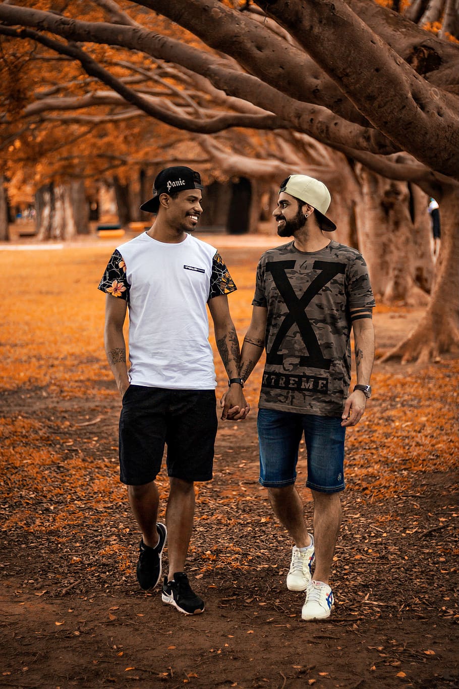Two Men Holding Hands, love, people, togetherness, trees, two people, HD wallpaper