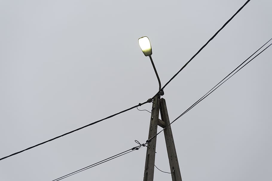 poland, cables, energy, light, white, green, sky, low angle view HD wallpaper