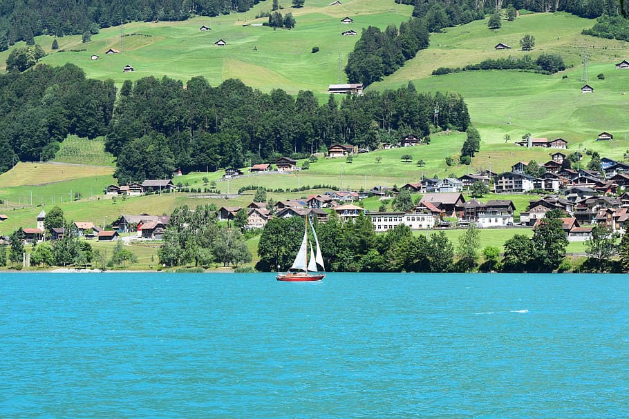 lake, partenkirchen webcam garmisch, blue water, sailing boat, HD wallpaper