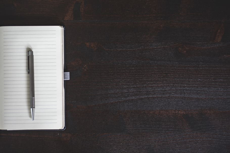 notebook, pen, table, still life, wood - material, no people HD wallpaper