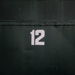 12-printed on black steel gate, number, twelve, one, two, metal HD wallpaper