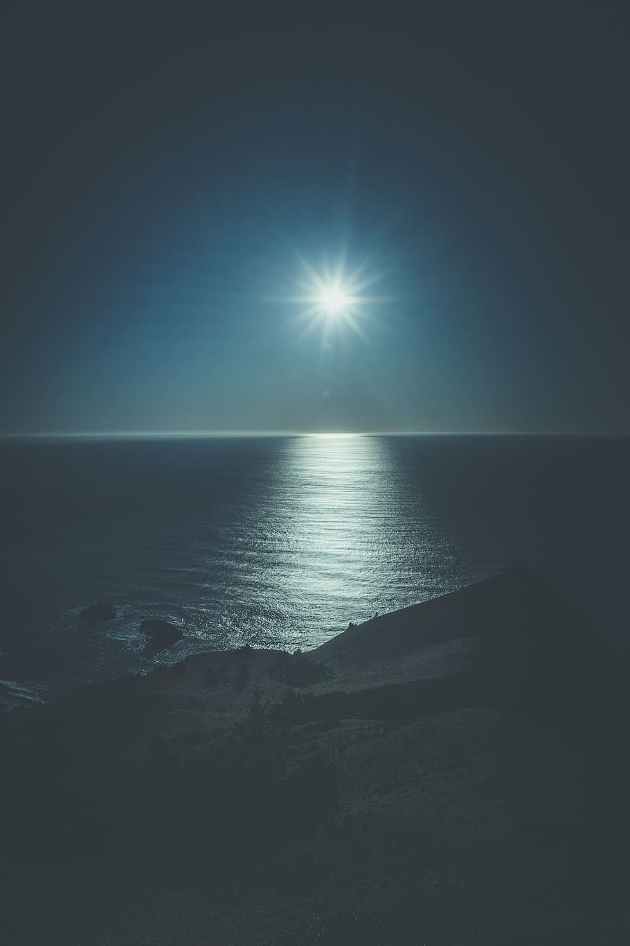 full moon ocean, sea, water, horizon over water, sky, scenics - nature HD wallpaper