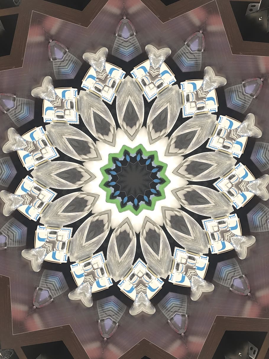 kaleidoscope, round, circle, abstract, gray, mandala, art, wallpaper HD wallpaper