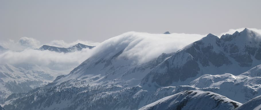 Mountain Alps, cold, fog, high, landscape, mountain peak, nature HD wallpaper