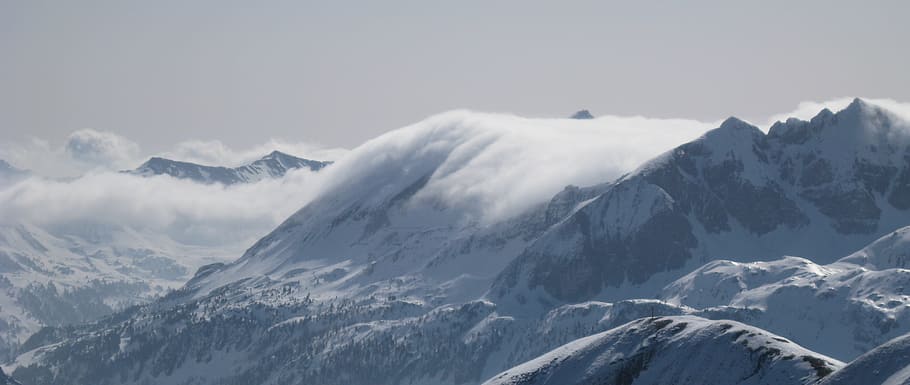 Mountain, mountainous, nature, white, snow, ice, winter, cold temperature HD wallpaper