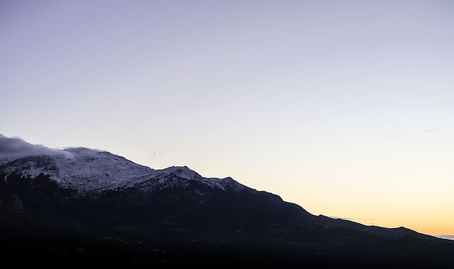 mountain, highland, sky, sunset, silhouette, beauty in nature HD wallpaper