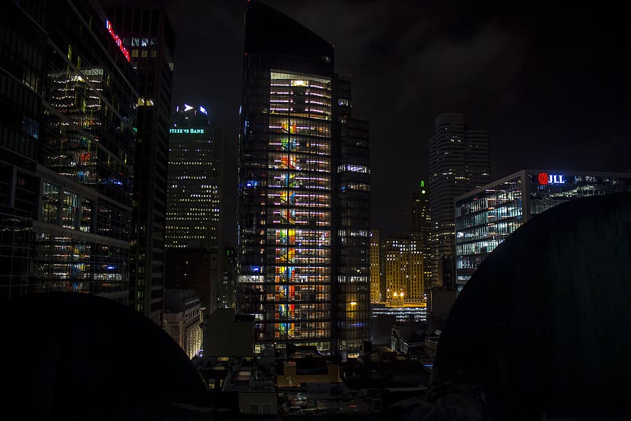 building, architecture, night, dark, city, infrastructure, skyline HD wallpaper
