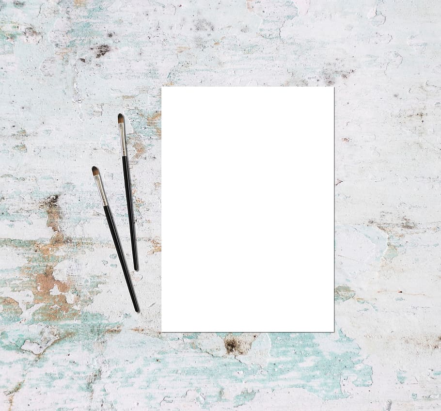 mockup, paint, flatlay, paper, picture, portfolio, table, painting