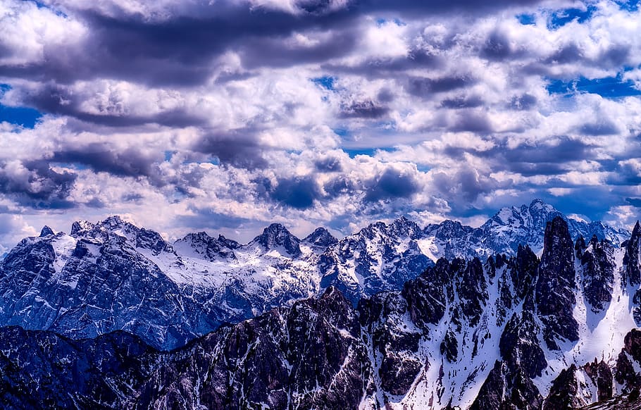 White and Black Mountain Covered by Snow, adventure, alpine, altitude HD wallpaper